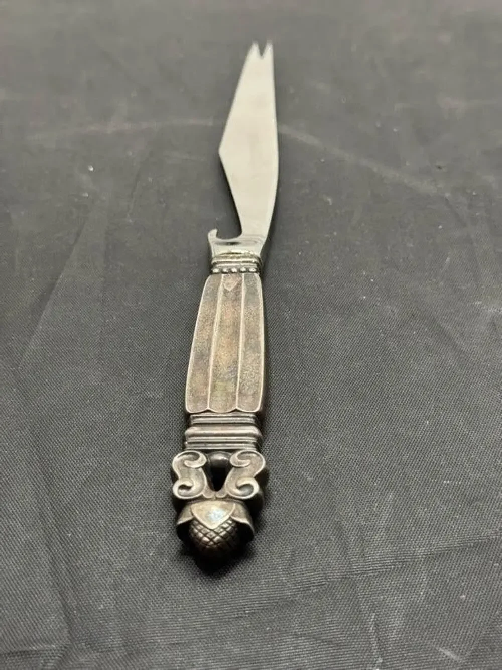 Georg Jensen Acorn Sterling Silver Bar Cheese Knife Bottle Opener Denmark VTG